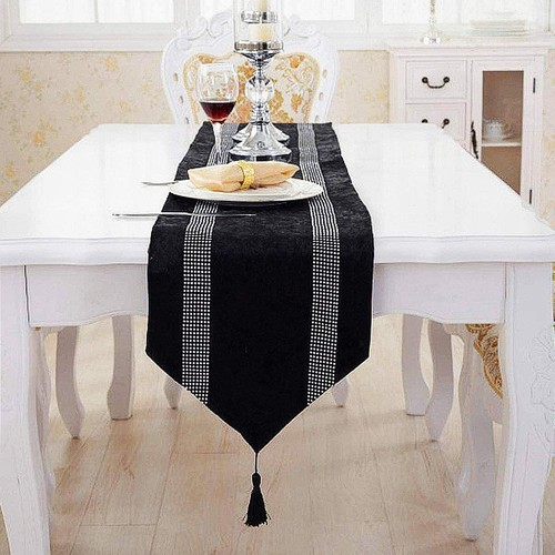 Black sequin rhinestone table - black,