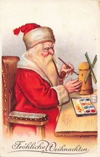 AK Noël Père Noël Avec Éolienne