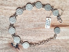 Ancien bracelet en argent piece vintage rétro année 60-70 