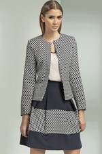 Nife Z08 - Veste Femme Ouverte Retro Vintage Blazer Bleu Foncé à Motifs S M L