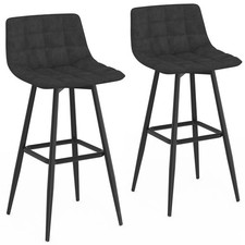 Lot de 2 tabourets de bar MADY en velours noir