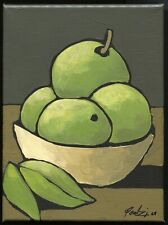 Art contemporain Tableau Poralzi - Pommes vertes - Peinture acrylique