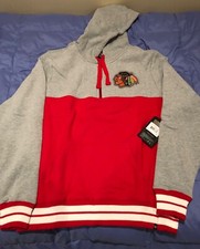NHL Chicago Blackhawks Cross Check 1/4 Zip Pullover Hoodie Licensed Sports