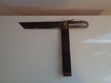 OLD VINTAGE WOODEN & BRASS HANDLE 10 INCH SLIDING T BEVEL