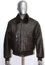 Flight Jacket Fourré A2 Cuir Marron Vintage 70s Zip Talon Taille M/L Made in USA