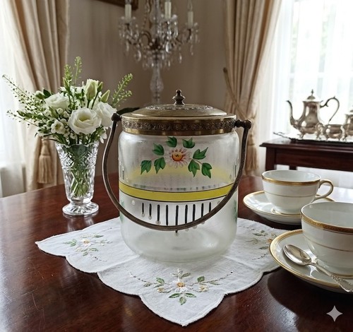Ancien pot biscuit émaillé - ancien, a