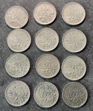 12 Pièces 5 Francs semeuse Argent 1962