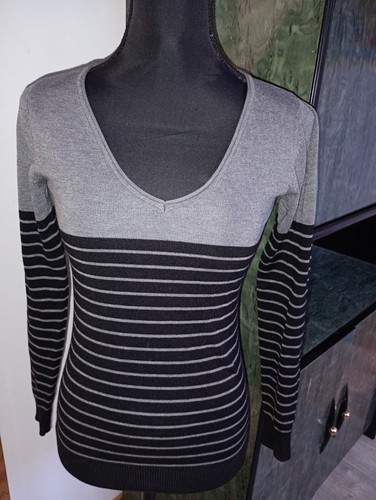 Pull gris col - col, rayures