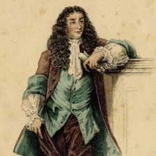 Portrait de Jean de la Fontaine Théâtre Émile Bayard Gravure originale XIXe