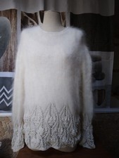 Splendide pull  100 % angora  Blanc Cassé  ANNY BLATT taille  44 / 46 Neuf
