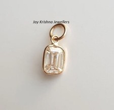 14K or Émeraude Coupe Diamant Pendentif Breloque, Main Délicat Cadeau Mariage