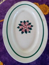 Plat Ovale Faiencerie du Rhone Labrut Frères Bagatelle Décor Boules Noël 31,5cm