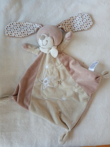 Doudou plat lapin beige - lapin, marron