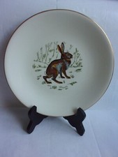 Assiette Ancienne Faïence de Gien FRANCE Décor Chasse Gibier Lièvre