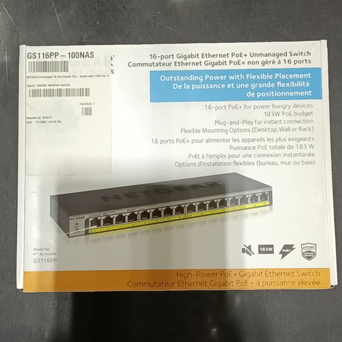 Netgear gs116pp port - netgear, 16-port