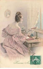 MM Vienne n°467 - Heureuse Année - Jeune femme cachetant avec de la cire une