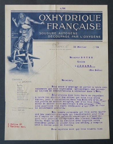 Facture 1914 oxhydrique - facture,