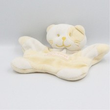 Doudou plat chat blanc jaune