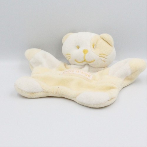 Doudou plat chat blanc - , jaune