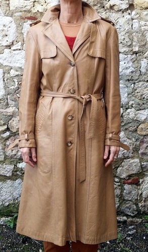 Long manteau vintage cuir - vintage,