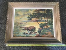 Tableau Peinture ´ Esterel soleil couchant ´43cm-30cm SUD FRANCE COTE D AZUR