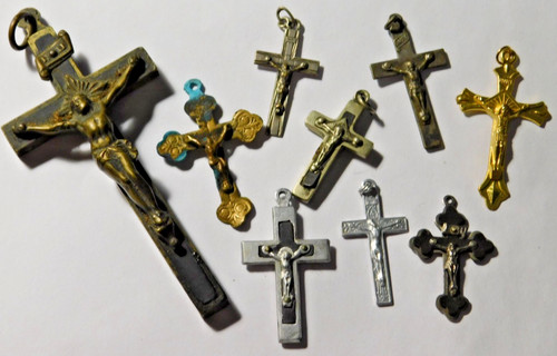 Lot ancien vintage crucifix - lot, 9