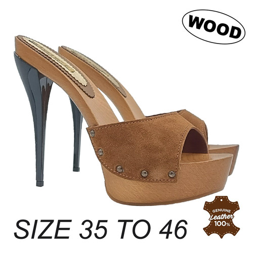 Mules daim marron - mules, en