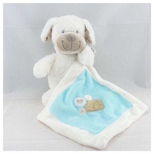 Doudou chien blanc avec doudou