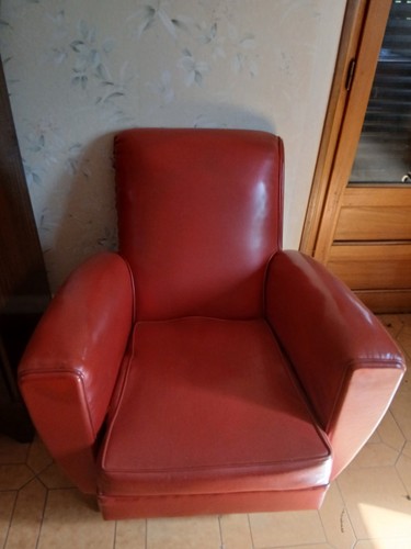 Lot fauteuils cuir uni - 2,