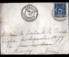 CHAILLES (41) ENVELOPPE Oblitération postale perlée en 1897 par BAUGY (18)