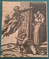 RAIMONDI Marcantonio d'près-Dieu apparait à Noé. XVIème. Burin.