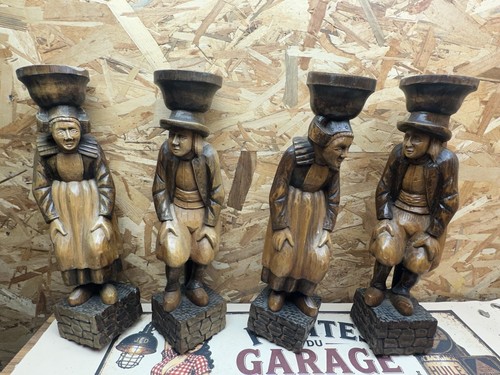 Lot statues bois bretonnes - bois,