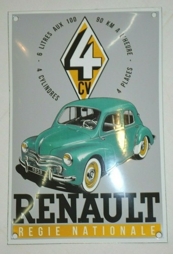 Plaque émaillée renault cv - émaillée, 4
