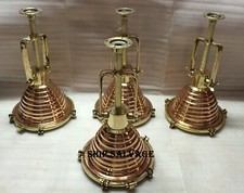 LOT DE 5 SUSPENSIONS/LUMIÈRES SUSPENDUES MOYENNES MONTURE LAITON ET CUIVRE MA...