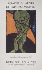 Erich HECKEL : Expressionisme, Portrait d'Homme, Affiche originale d'époque