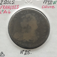 2 SOLS - FRANCOIS - LOUIS XVI - 1792W (L'AN 4) - Pièce de Monnaie en Cuivre // B