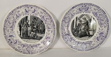 LOT ANCIENNES ASSIETTES PARLANTES JEANNE D'ARC N° 7 et 8 - DIGOIN SARREGUEMINES