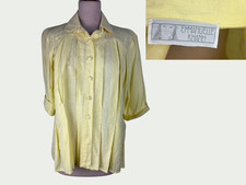 Chemise Emmanuelle Khanh vintage années 70, jaune, plissée, manches 3/4, chic