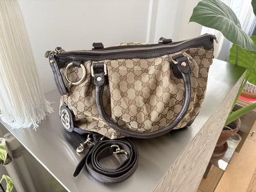 Gucci sac porté épaule toile