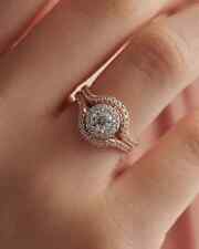 Bague femme double halo 2 ct coupe ronde certifiée diamant cultivé en laborat...