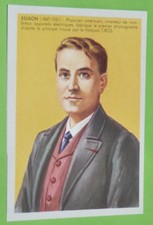 IMAGE CHROMO 1956 ARNAUD USA THOMAS EDISON 1847-1931 PHONOGRAPHE ELECTRICITE