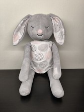DOUDOU OBAIBI LAPIN robe gris rose sans plaid - scratch aux mains 40cm