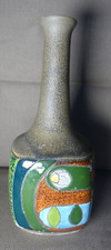 Eduardo Vega Ceramic Vase - Mod Floral Design - Vintage Signed Art Pottery18cm