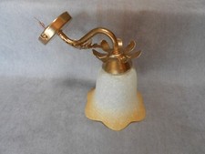 Applique  Lustre Suspension en Métal doré floral avec TULIPE en verre opaque