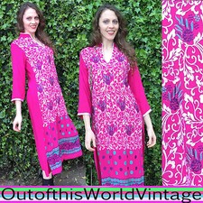 Vtg PINK INDIA CAFTAN SARI