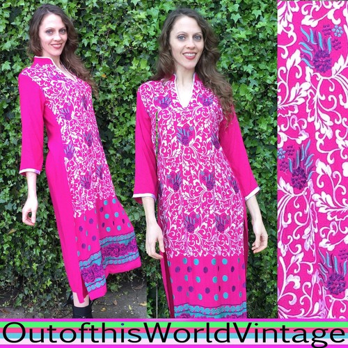 Vtg pink india caftan - pink,