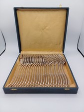 Ménagère Ancienne – 12 Cuillères + 12 Fourchettes – Métal Alliage Blanc -Poinçon