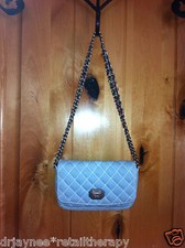 DAUGHTER'S VICTORIA SECRET DENIM QUILTED W/MULTICOLORED SILVER CHAIN