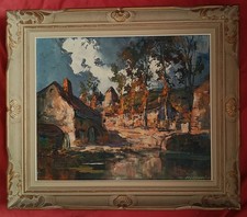 Superbe huile par Robert Falcucci 1900-1982   " l'entrée du village "