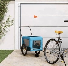 Remorque De Vélo Bleu Animaux Chien Chat Caisse Transport 3 Roues Avec Drapeau